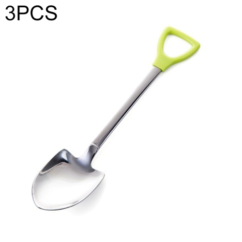 

3 PCS Stainless Steel Shovel Shape Tea Coffee Sugar Spoon Ice Cream Dessert Spoon(Large Green)