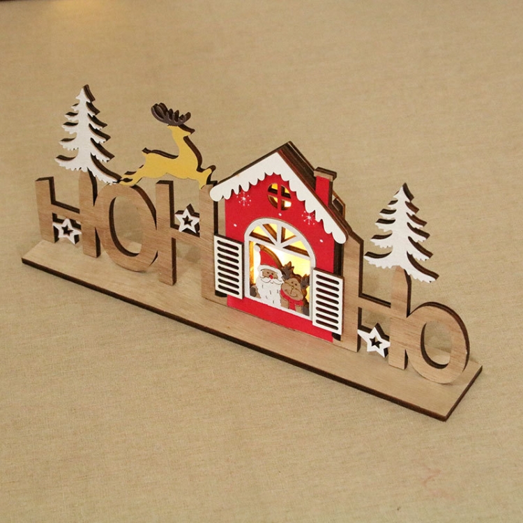 

Christmas Decorations Wooden Diy Assembled Luminous Letter Ornaments(House Old Deer)