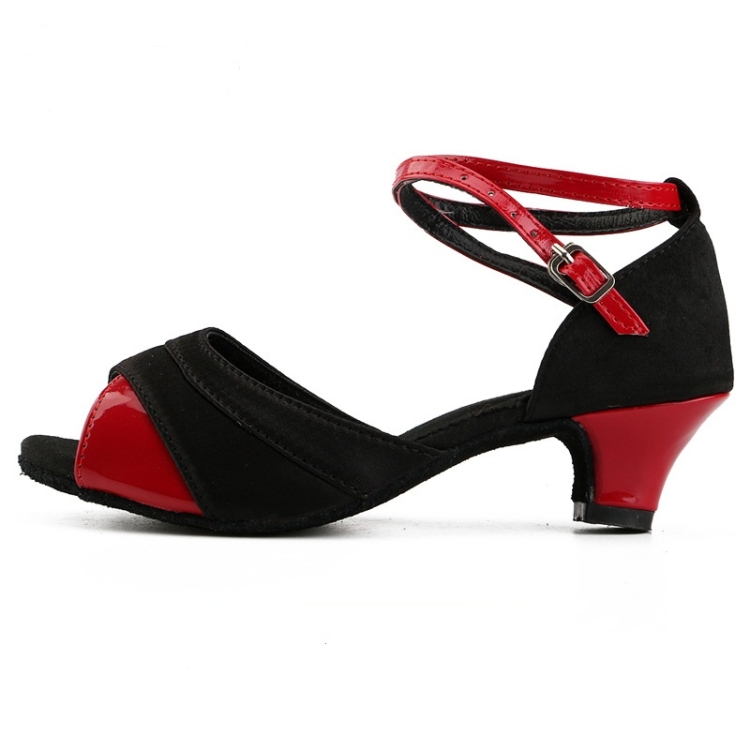 

Ballroom Tango Salsa Latin Dance Shoes Low Heel Shoes for Girls, Shoe Size:34(Black Red)