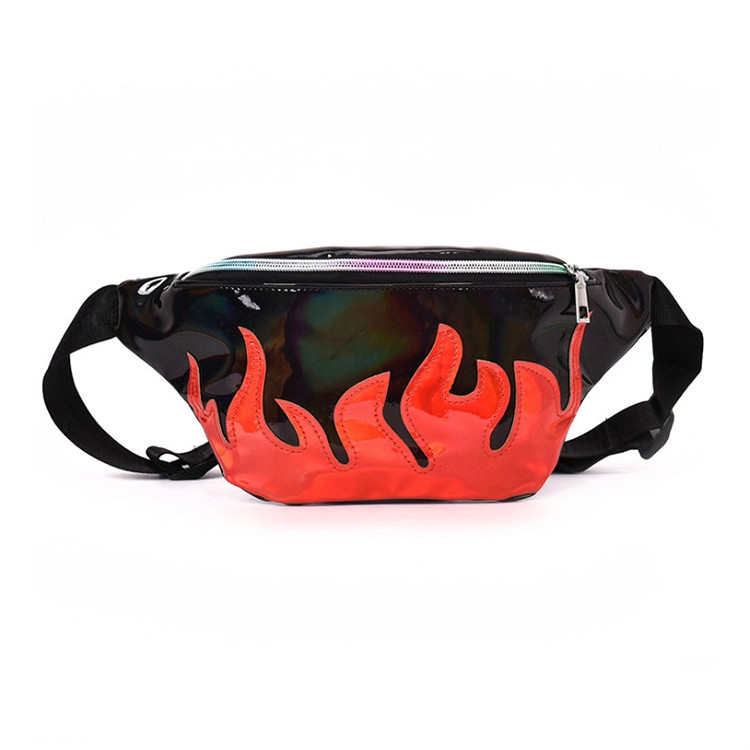 

Waist Bag Matte Material Fanny Pack Laser Purse Translucent Reflective Chest Waist Bag(Black)