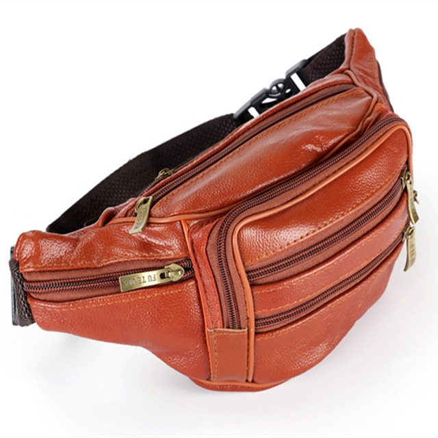 

Fashion Men Genuine Leather Waist Bags Travel Necessity Organizer Mobile Phone Bag(Light Brown)
