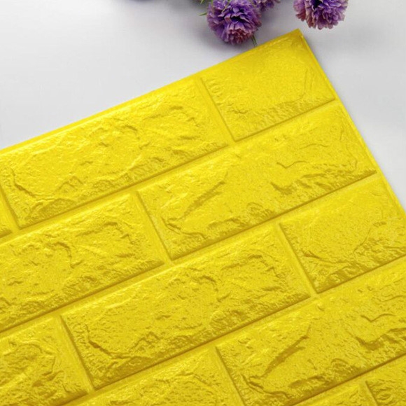 

2 PCS Self Adhesive Waterproof TV Background Brick Wallpapers 3D Wall Sticker Living Room Wallpaper Mural Bedroom Decorative Stickers, Dimensions:70cm x 77cm(Yellow)