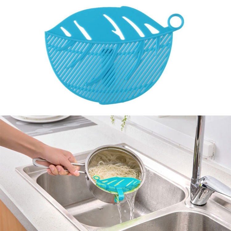 

2 PCS Leaf Shaped Rice Wash Gadget Noodles Beans Colanders Strainers Cleaning Tool, Size:10.5x14.5cm(Blue)