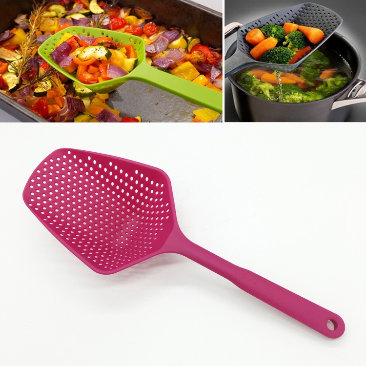 

Plastic Drain Shovel Strainers Water Leaking Shovel Kitchen Cooking Ice Shovel Colander(Rose Red)