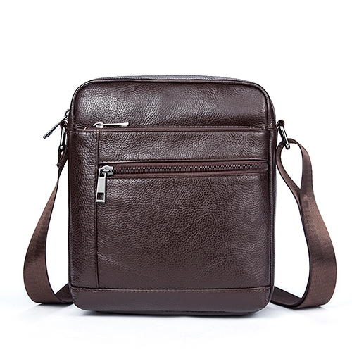 

Men Genuine Leather Crossbody Bags Vertical Shoulder Bag Business Bag(Coffee)