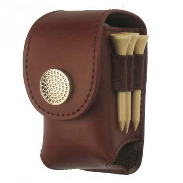 

Portable Golf Ball Holder Waist Pouch Bag Leather Cool Golf Tee Bag Sports Accessory(Brown)