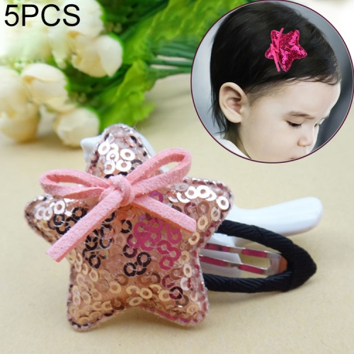 

5 PCS Girls Sequins Pentagram BB Clip Children Hair Accessories(Champagne)