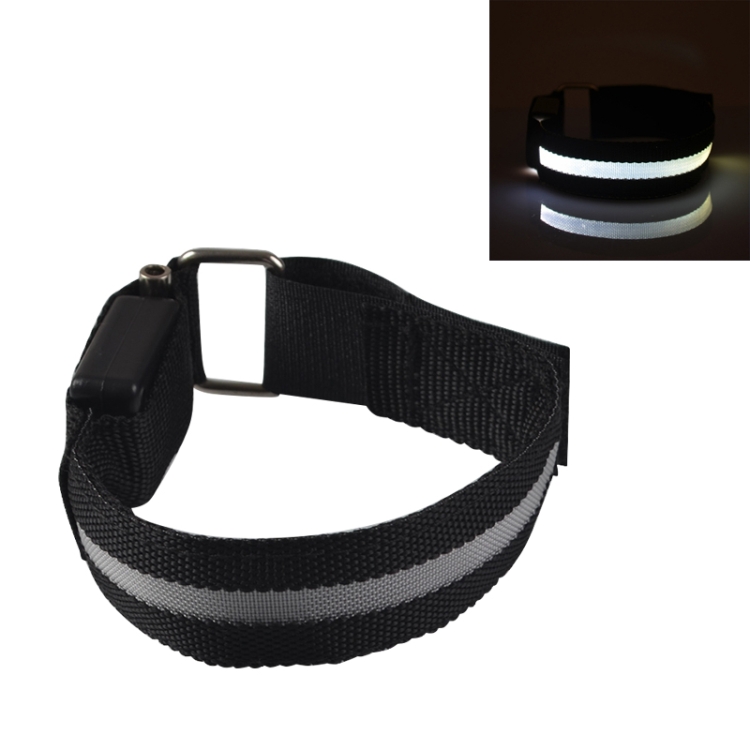 

White Nylon Night Sports LED Light Armband Light Bracelet, Specification:Battery Version