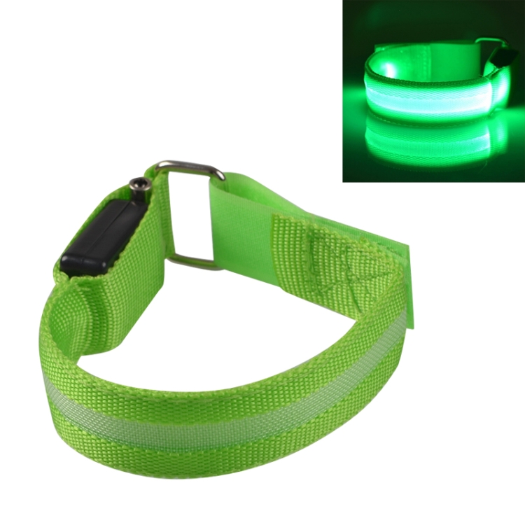 

Green Nylon Night Sports LED Light Armband Light Bracelet, Specification:Battery Version