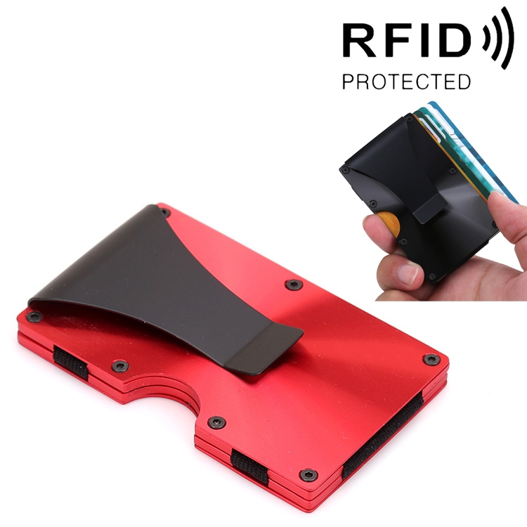 

2 PCS X-11D Ultra-thin Business Card Holder Aluminum Credit card Metal Anti-magnetic Wallet(Red)