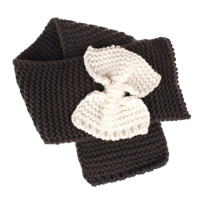 

Autumn Winter Girls Warm Knitted Bowknot Scarves(Dark Grey)