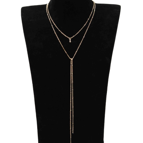 New Women Jewelry Fashion Choker Double Chain Tassel Necklace With Metal Pendent