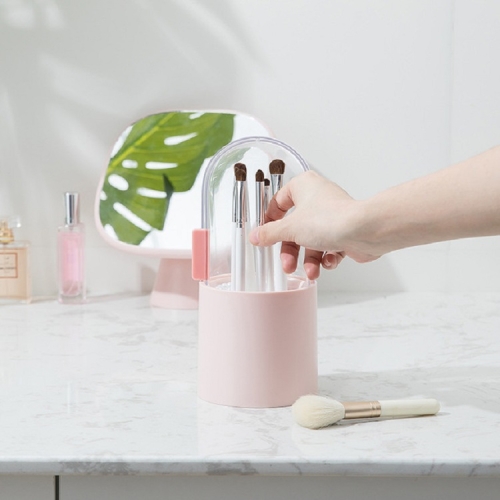 

Makeup Brush Storage Bucket Desktop Dust Storage Box with Pearl(Lotus Color)