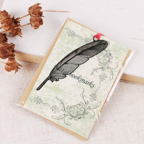 

2 PCS Ferrous Metal Bookmarks Creative Stationery Gifts Feather