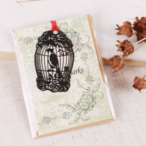 

2 PCS Ferrous Metal Bookmarks Creative Stationery Gifts Bird Cage