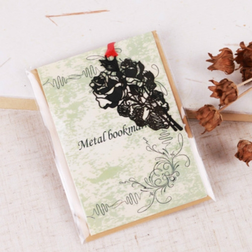 

2 PCS Ferrous Metal Bookmarks Creative Stationery Gifts Rose Flower