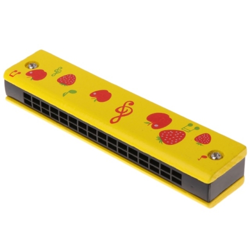 

Wooden 16-holes Double-row Harmonica for Beginners, Color:Yellow cherry