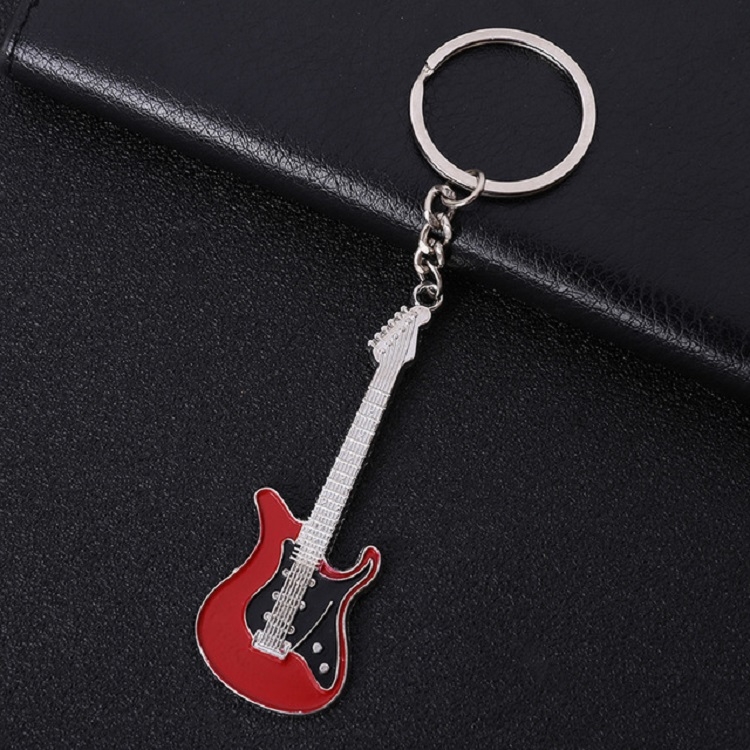 

2 PCS Creative Guitar Keychain Metal Musical Instrument Pendant(Red)