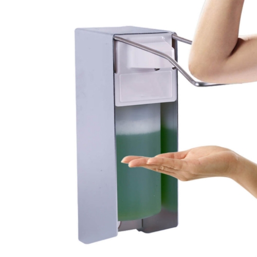 

Stainless Steel Wall-mounted Contact-free Gel Elbow-pressure Soap Dispenser, Specification:500ml