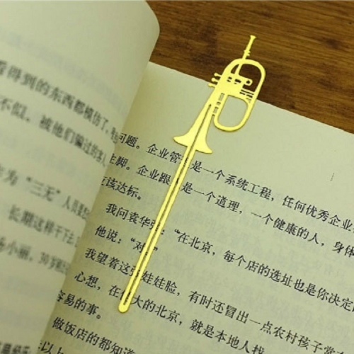 

2 PCS Metal Instrument Bookmark Book Folder Office School Stationery(Small Horn)