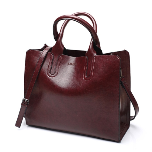 

Leather Handbags Big Women Bag Casual Female Bags Trunk Tote Shoulder Bag Ladies Large Bolsos, Color:Coffee