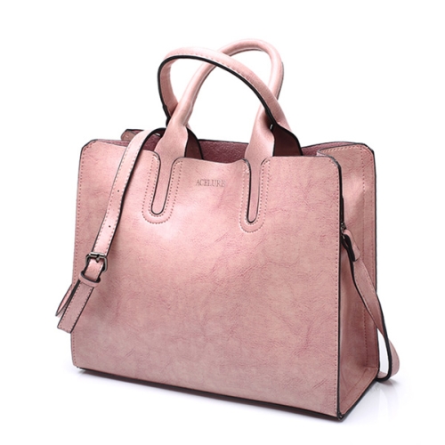 

Leather Handbags Big Women Bag Casual Female Bags Trunk Tote Shoulder Bag Ladies Large Bolsos, Color:Pink