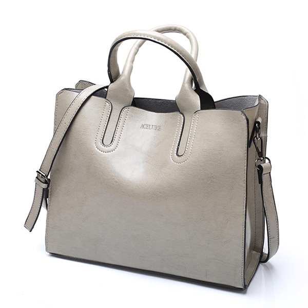 

Leather Handbags Big Women Bag Casual Female Bags Trunk Tote Shoulder Bag Ladies Large Bolsos, Color:Gray