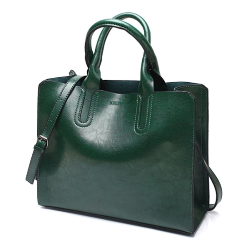 

Leather Handbags Big Women Bag Casual Female Bags Trunk Tote Shoulder Bag Ladies Large Bolsos, Color:Green