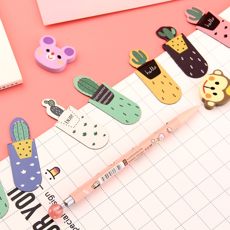 

4 Sets Cactus Magnetic Multi-function Bookmark School Office Stationery