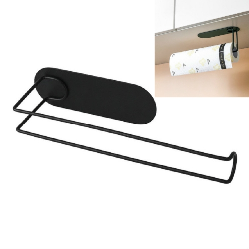 

Kitchen Paper Hanger Plastic Wrap Rag Storage Rack(Black)