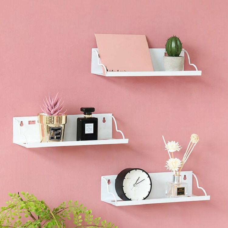

Iron Racks Wall Mounted Living Room Bedroom Wall Storage Rack(White)