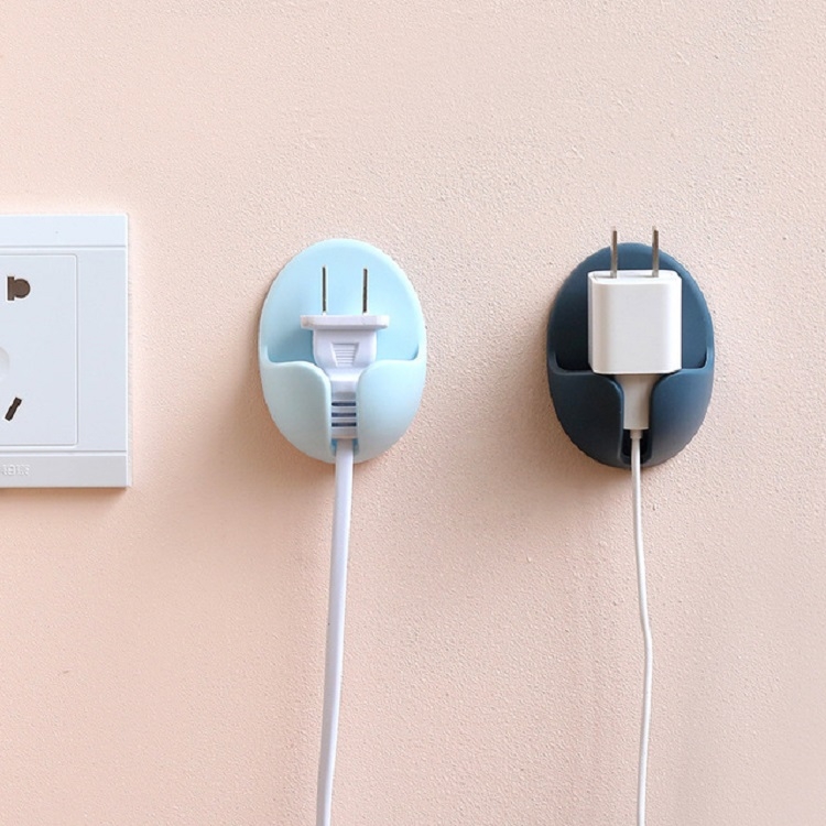 

2 PCS Plug Hook No Trace Home Paste Hook Power Cord Storage Hook(Blue)