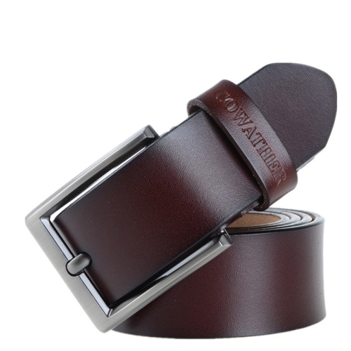 

COWATHER XF002 Men Genuine Leather Luxury Business Casual Pin Buckle Belt, Belt Length:120cm(XF002 Coffee)