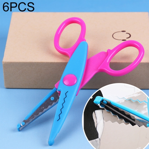

6 PCS Lace Scissors DIY Photos Color Plastic Scissors Paper Diary Decoration(Small sawtooth)