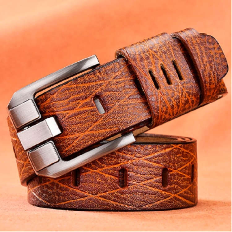 

Men Vintage Crocodile Textured Leather Belt, Belt Length:120CM(Yellow)