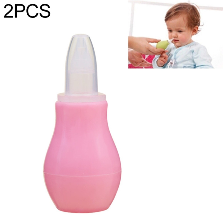 

2 PCS Silicone Newborn Baby Children Nose Aspirator Toddler Nose Cleaner Infant Snot Vacuum Sucker Soft Tip Cleaner Baby Care Products(Pink)