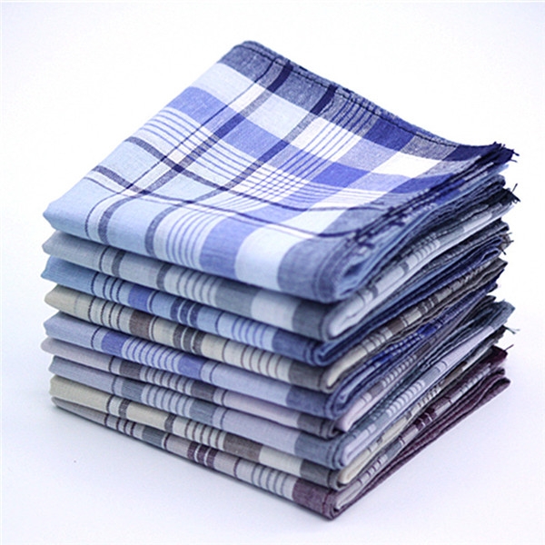 

Multicolor Plaid Stripe Men Pocket Squares Business Chest Towel Handkerchiefs 100% Cotton(Random Color )