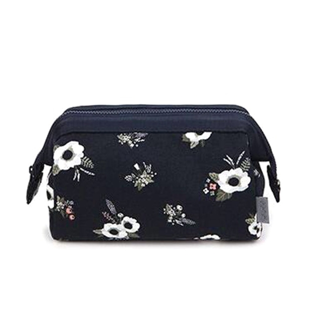

Cosmetic Bag Women Necessaire Make Up Bag Travel Waterproof Portable Makeup Bag Toiletry Kits(Black flower)