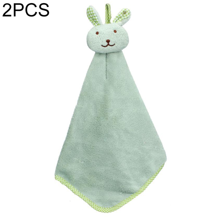 

2 PCS Cartoon Coral Velvet Rabbit Wipes Towel(Green)