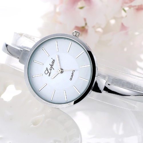 

Lvpai P170 Simple Round Dial Alloy Compact Strap Quartz Watch for Women(Silver white)