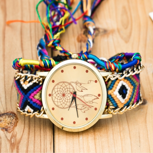 

177 Ethnic Style Hand-woven Multi-color Belt Watch(9th color chase Dreamer (with a hand strap))