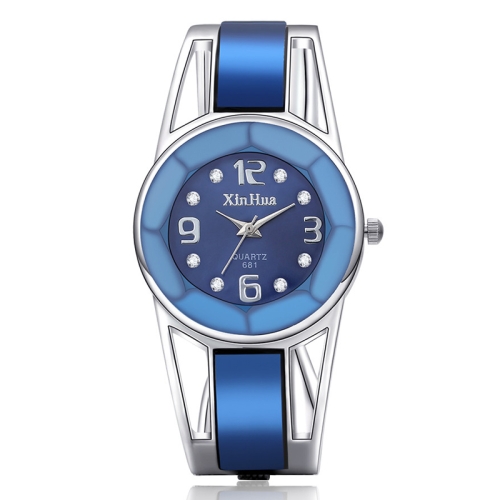 

XinHua Women Diamond Mirror Surface Hollow Stainless Steel Bracelet Quartz Watch(Blue)