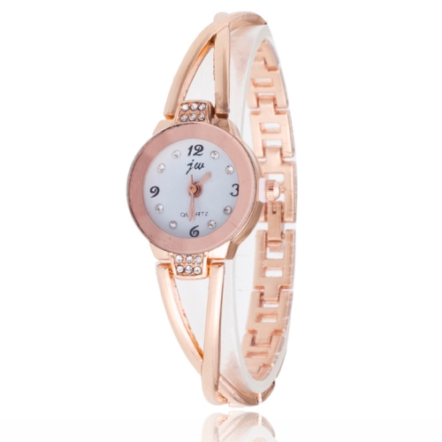

2 PCS Steel Belt Diamond Mirror Digital Scale Quartz Watch Bracelet Watch for Women(rose gold)