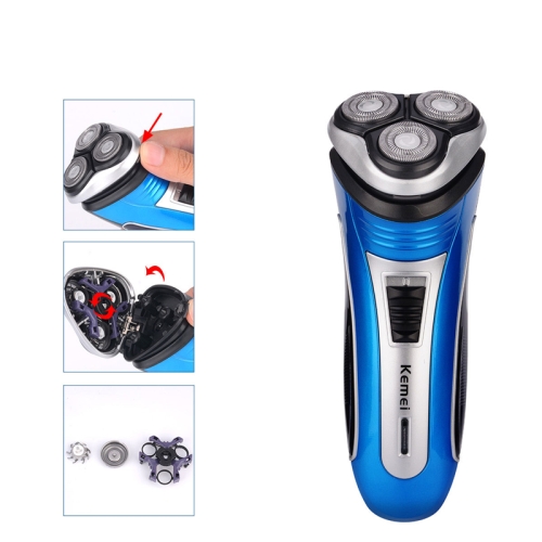 

Rechargeable Electric 3D Triple Floating Blade Heads Shaving Razors Men Beard Trimmer Machine(Blue)