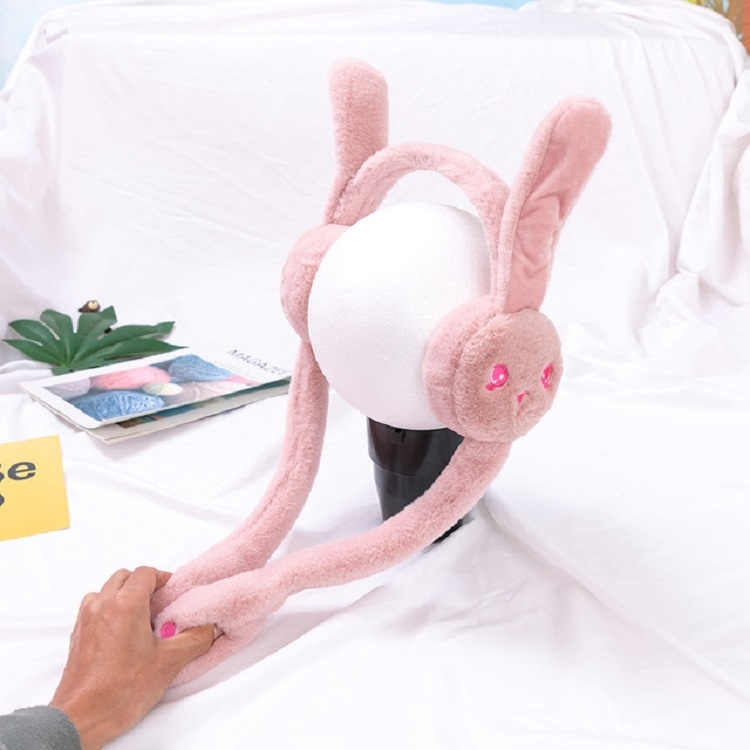 

Cartoon Rabbit Ears Move Winter Warm Earmuffs Press Airbag Earmuffs, Size:One Size, Color:Rabbit Pink Purple