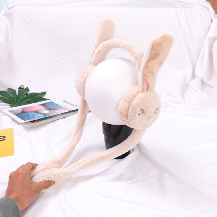 

Cartoon Rabbit Ears Move Winter Warm Earmuffs Press Airbag Earmuffs, Size:One Size, Color:Rabbit Beige