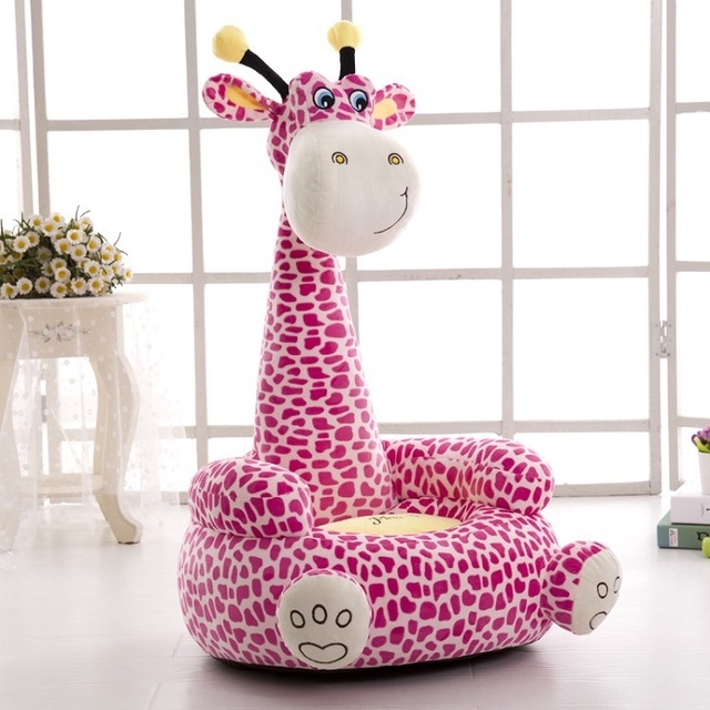

Giraffe Cartoon Lazy Sofa Child Seat Plush Toy Bean Bag for Bedroom Decoration or Children Gift 50*55*85CM(Pink Deer Seat)