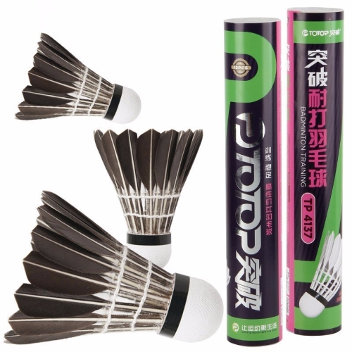 

PTOTOP TP4137 12 in 1 Black Goose Feather Material Professional Competition Training Badminton