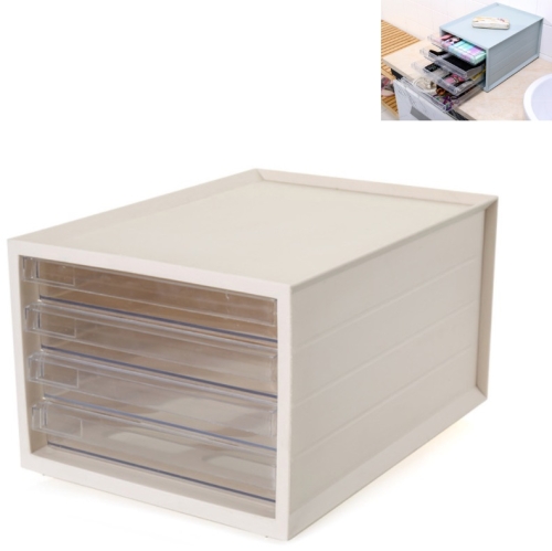 

Transparent Drawer Storage Cabinet Stackable Desktop Office File Cabinet, Size: 4 Layer(Beige)