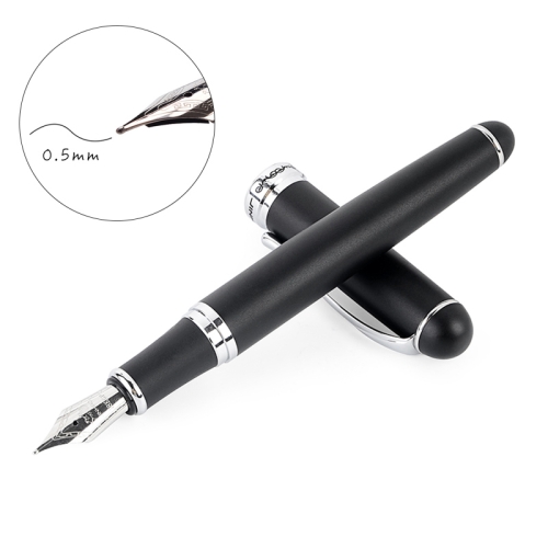 

X750 Stationery Stainless Steel Fountain Pen Medium Nib Ink Pens School Oiifice Gift, Nib Size:0.5mm(Matte Black)